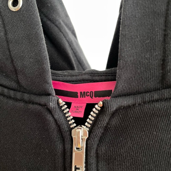 McQ Alexander McQueen Swallow Black Cotton Hoodie - Picture 4 of 6